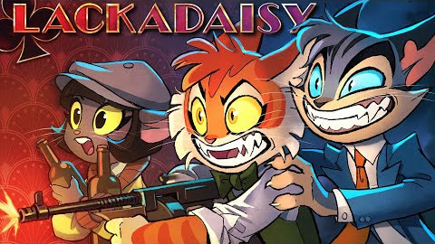 Poster for Lackadaisy featuring cats rendered in cartoon style